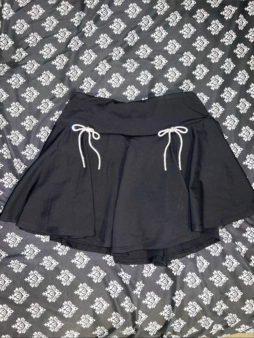 Black Mini Skirt with Bow Details